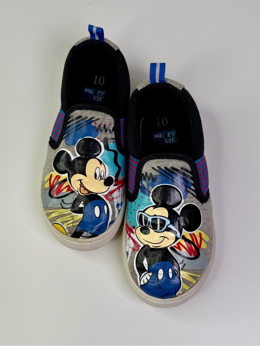 Disney Mickey Mouse Toddler Boys Slip-On Canvas Casual Play Sneakers Size 10